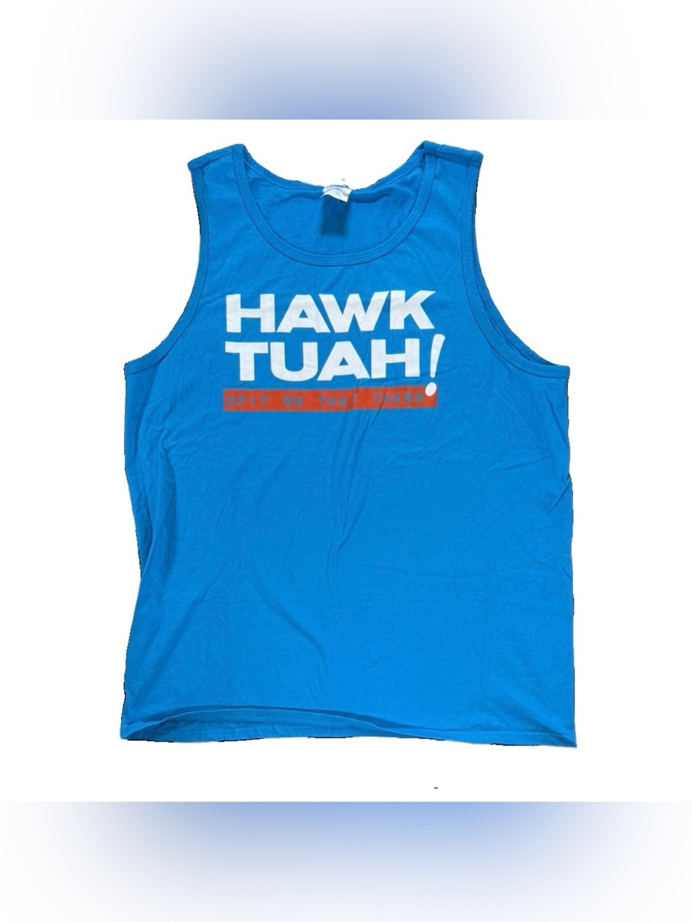 Hawk Tuah Spit on that Thang Tank Top Men's Large Blue Funny Humor